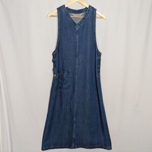 Denim Sleeveless A-Line Midi Dress